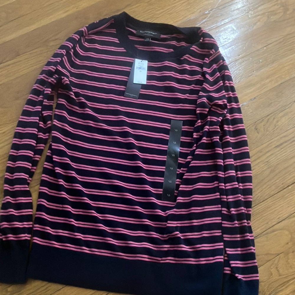 Banana Republic cotton sweater pink and dark blue stripper print never worn new